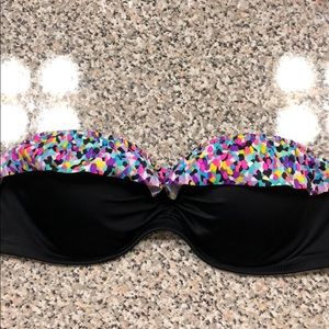 VS Swimsuit Confetti and ruffle strapless top